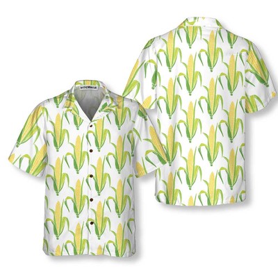 Yellow Corncobs With Green Leaves Corn Hawaiian Shirt Corn Shirt Short