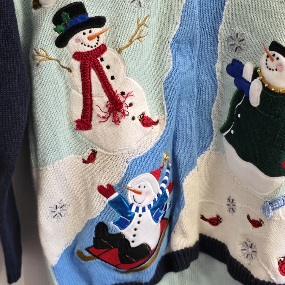 Vtg The Quacker Factory Womens Small Christmas Embroidered Cardigan Sweater New - Image 4 of 4