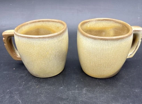 Frankoma Pottery 5C Coffee Mugs Set of Two Mugs Trinket Dish Dogwood 477