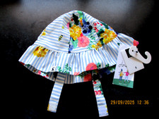 Joules Baby Sun Hat 6 -  12 Months BNWT STRIPES AND FLOWERS VERY PRETTY       L