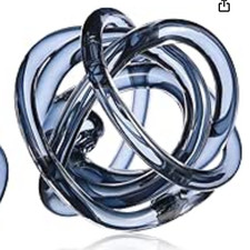 Tioncy Decorative Ball Glass Knot Decor 3.9'' Orbit Glass Ball Sculpture(Teal)