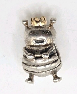 RETIRED PANDORA QUEEN BEE CHARM 2 TONE 14K GOLD STERLING SILVER 925 ALE 790227