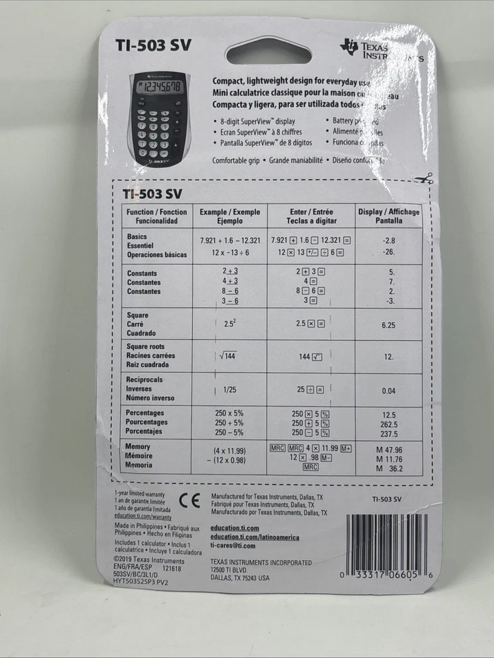 Texas Instruments 503 SV Basic Calculator - BRAND NEW - Image 2 of 4
