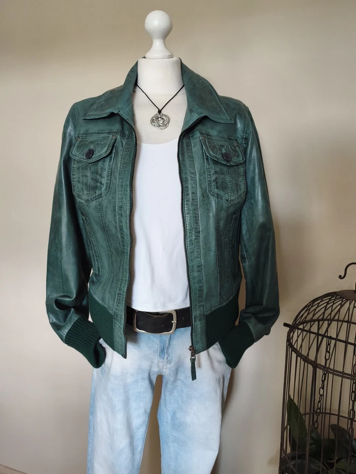 Lederjacke Gipsy XL grün Blouson Bomberjacke - Bild 1 von 4