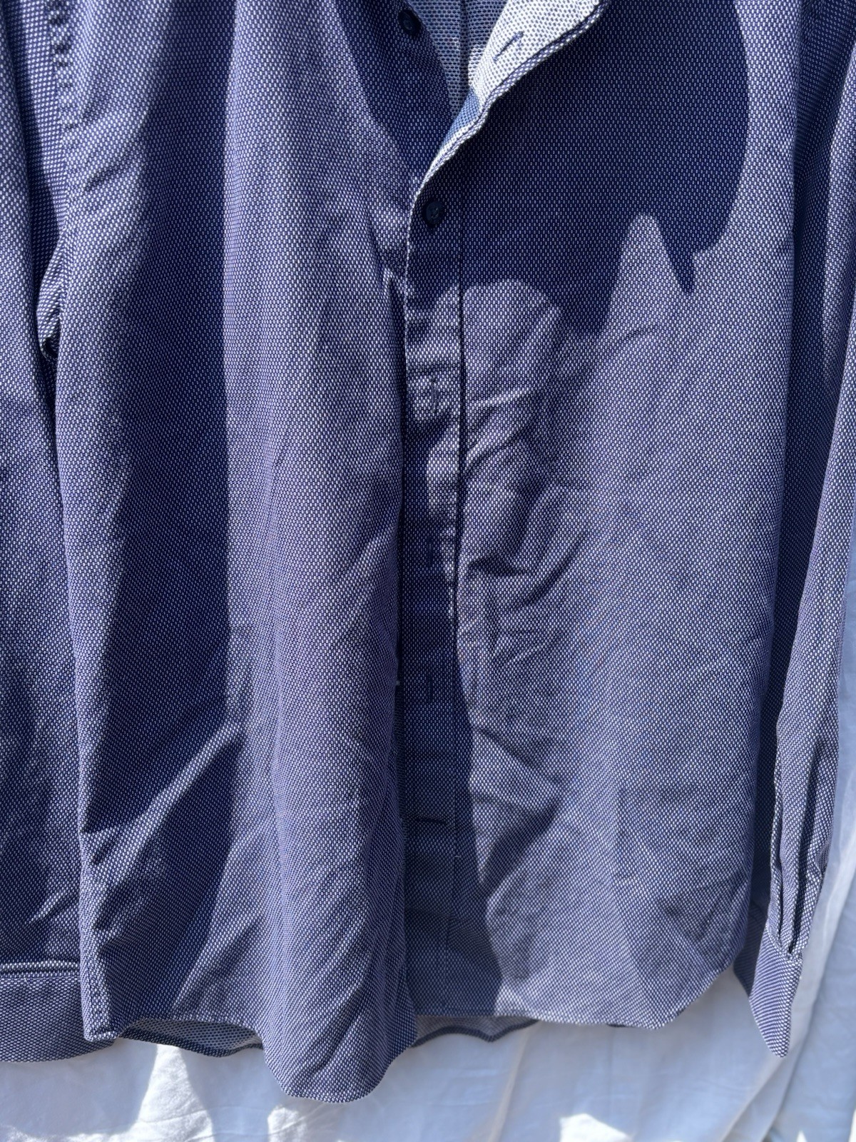 FILA Camicia uomo Saville Row blu navy e bianca manica lunga taglia media buona