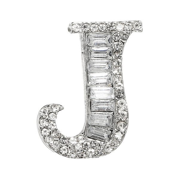 Buchstaben Broschen Anstecknadeln Buchstabe J Strass Brosche Silber-image