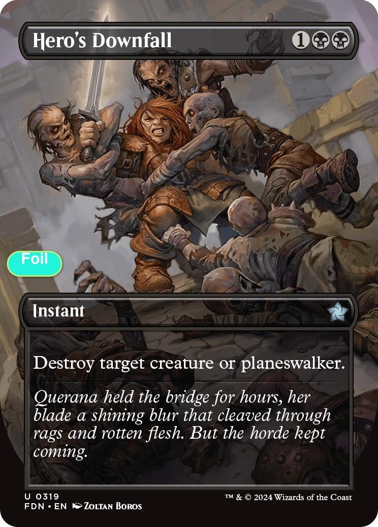 Hero's Downfall (Borderless) - Foil - FDN - 319 NM/LP