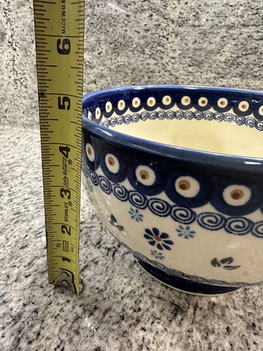 Boleslawiec Polish Pottery Serving Bowl 71/4 X 4.5 Inches Peacock Pattern New - Picture 4 of 5