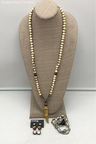 NWT Chico's Multi-Tone 0.20lbs 3pc Lot Assorted Necklace Earrings Jewelry