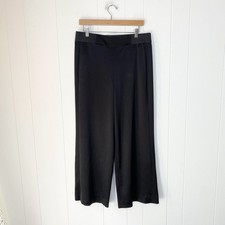 Alice + Olivia Black Wide Leg Dress Pants Size 8 Satin Stretch Waist Altered *