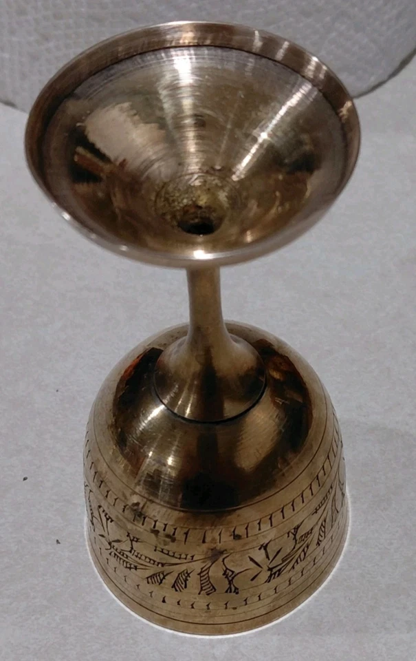 Cáliz/copa/quemador de incienso de latón grabado vintage India Foto 4 de 4