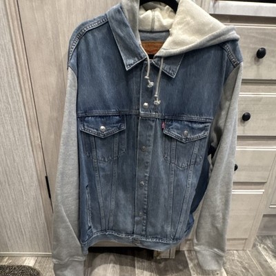 Levi Strauss & Co. Hooded Relaxed Fit Denim Trucker Jacket Blue/Gray Men's LT