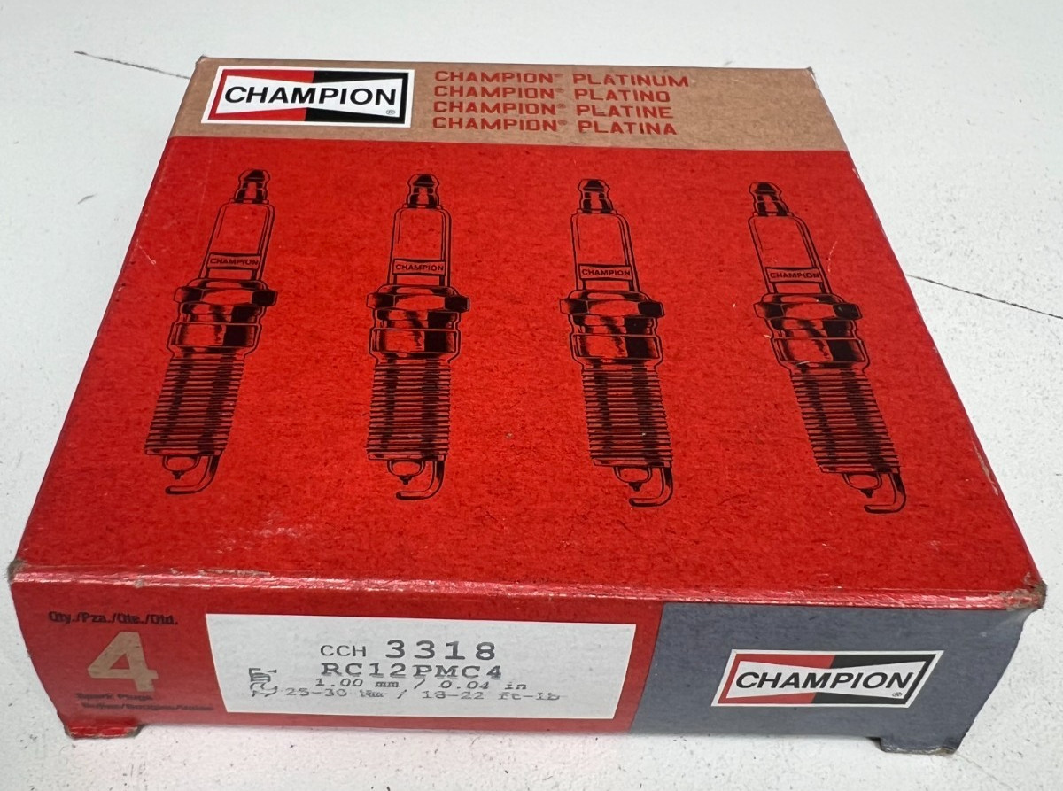 Pack of 4 Champion 3455 Platinum Power Spark Plugs Flat Seat 14mm Thread Size