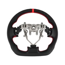 Fits The 0814 Subaru Wrx Steering Wheelblack Genuine Leather With Red Accents