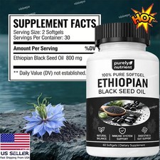 Ethiopian Black Seed Oil Softgels 4.64 Thymoquinone Gluten-Free, 60 capsules