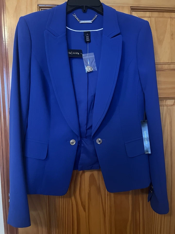 Conjunto de 2 piezas de traje informal blanco/negro para mujer manga larga color azul talla 10 nuevo con etiquetas Foto 2 de 4