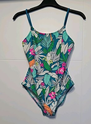 MATALANISCHER MÄDCHEN TROPISCHER VOGEL NEON BLUMEN BADEKOSTÜM ALTER 10/11