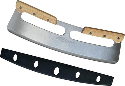 ALLTOP Pizza Cutter Rocker,Stainless Steel Blade Knife With Double Wooden Handle