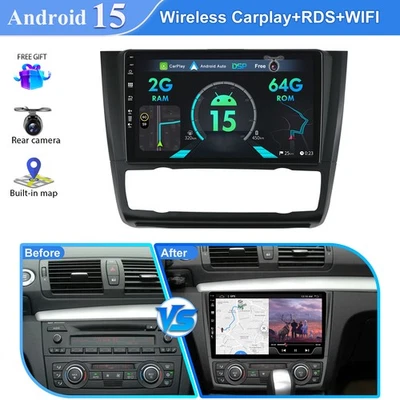 9" 64GB Autoradio Android 15 Pour BMW 1 Series E81 E82 E87 E88 2004-2011 Carplay - Photo 1/4