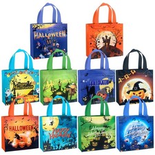 10 PCS Halloween Trick or Treat Bags, Small Gift Tote Bags with Handles for G...
