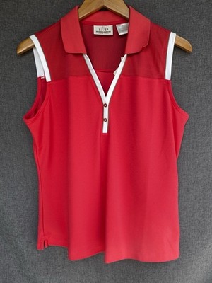 New EP Pro Womens Tour Tech Sleeveless Polo Shirt Size L White Collared Button