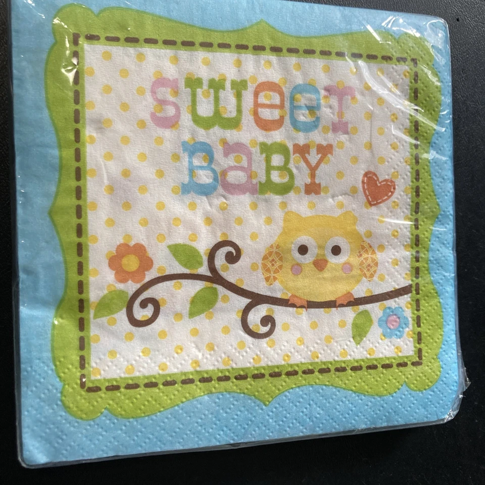 Boy Baby Shower  3-Ply Beverage Napkins Paper 16 Ct Happi Tree Sweet Decorations - Image 3 of 4