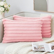 Throw Pillow Covers Decorative Faux Fur Set of 20" x 12" Pack of 2 Light Pink