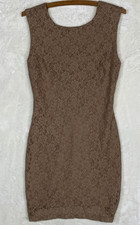Forever 21 Dress M Brown Sleeveless Short Slim Fit Lace Crew Neck Lined Casual
