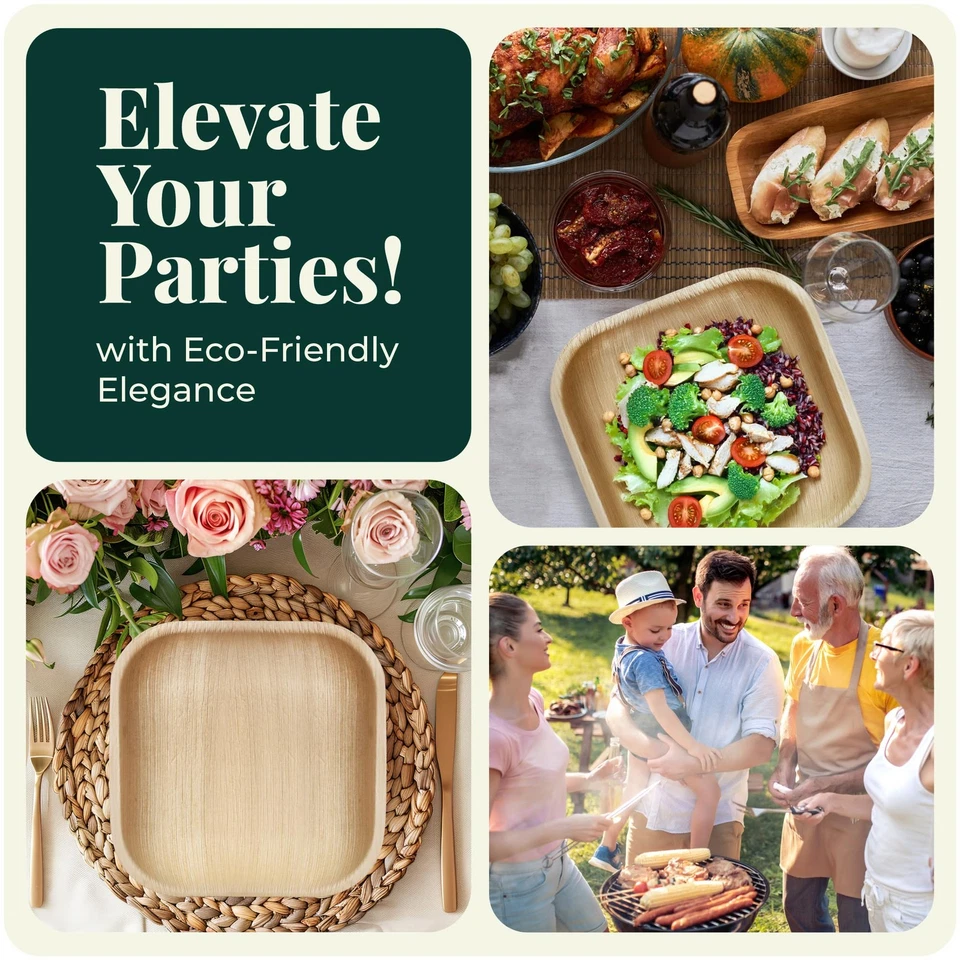 Plato Hoja de Palma Papel Bambú Desechable 6 Pulgadas 200 A Granel Aperitivo y Postre... Foto 4 de 4