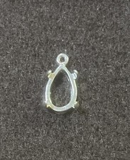 One 10x7mm Pre-Notched Pear Sterling Silver 4-Prong Cabochon Setting with Ring