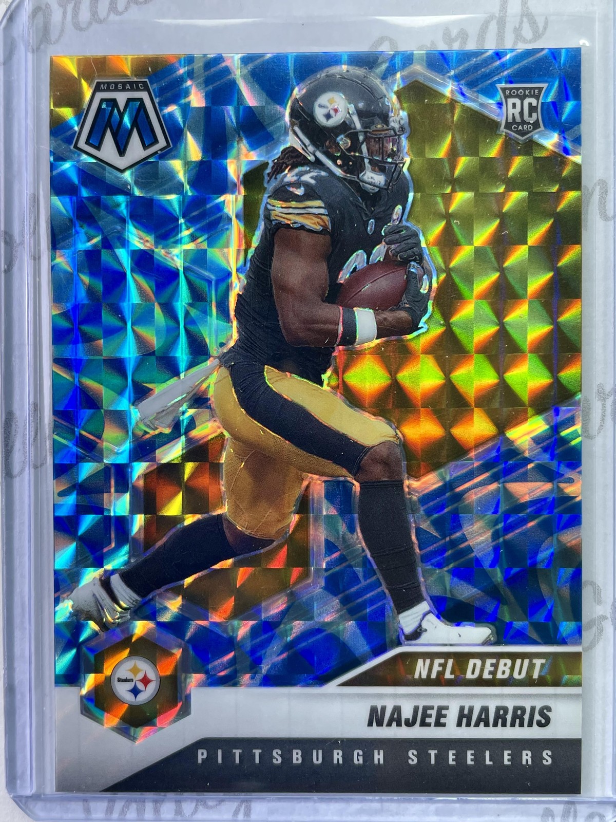 2021 Panini Mosaic Prizm Reactive Blue #252 Najee Harris Pittsburgh Steelers