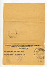 16.1.1943 MARCONI RADIO TELEGRAPH CAIRO WW2 2/AIF AW SOMMERS SX 257 43 BTN N907.