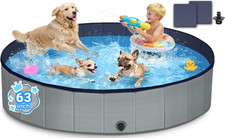 63" Foldable Dog Pool for Dogs Kids, Non-Slip Thickened Bottom,Gray  Various S
