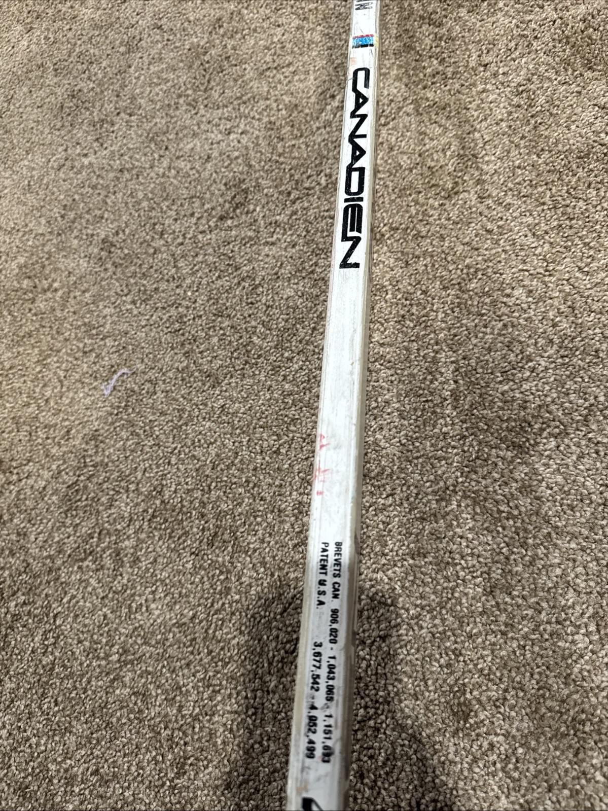 1980’s Game Used Marc Bergevin Chicago Blackhawks Canadien Wooden Hockey Stick