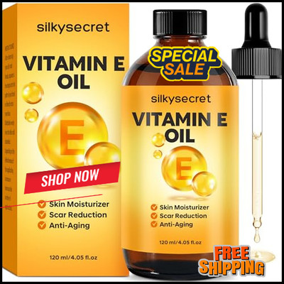 Organic Vitamin E Oil 4.05 Fl Oz 50,000 IU Face Body Moisturizer