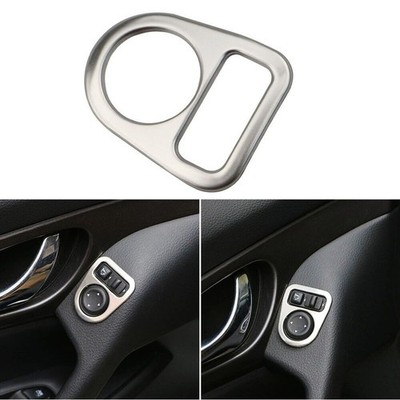 Brandneu Knopfverkleidung Deckung 1PC ABS Kunststoff Innenspiegelknopf Silber