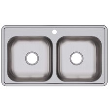 Elkay D233191 Dayton Double Bowl Drop-in Stainless Steel Sink 33 x 19 x 6.4375"