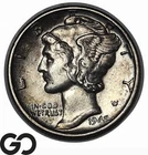 1942/41 Mercury Dime Scarce Overdate Choice AU++/Unc Key Date Mint Error, Strong