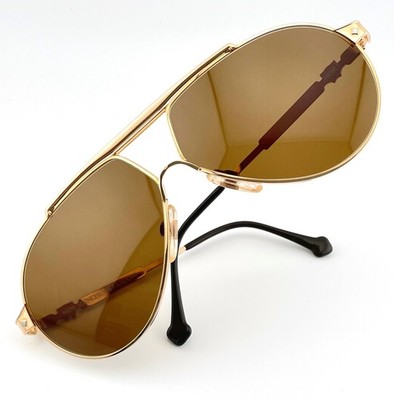 NOS vintage MCM München S1 gold plated sunglasses 80s Germany LARGE Dita Cazal