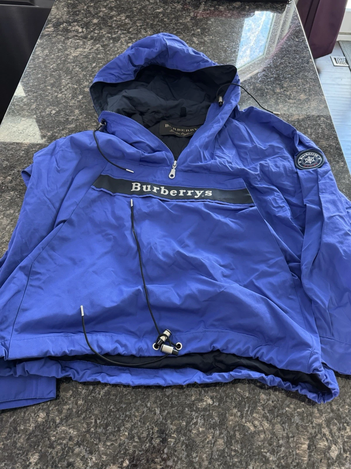 Giacca Burberry London blu anorak parka antipioggia. Pre Loved taglia XL