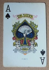 Ace Spades-Hand Hold Cards in ACE Cupids-Antique Swap Playing Card DE LUXE F3611