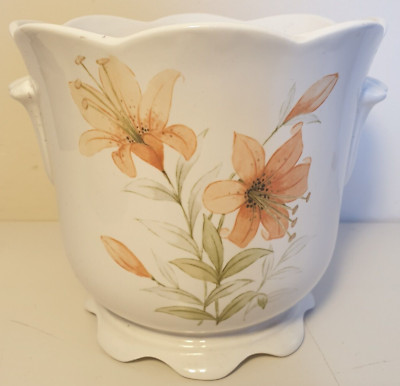 St Michael Tiger Lilie M&S Keramik Übertopf 13,5 cm 2185/8073 Pflanzkübel Floral