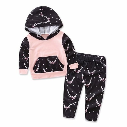 Bilo Infant Baby Girls Clothing Set Long Sleeve Hoodie and Pant Cotton Outfit - Picture 15 of 19