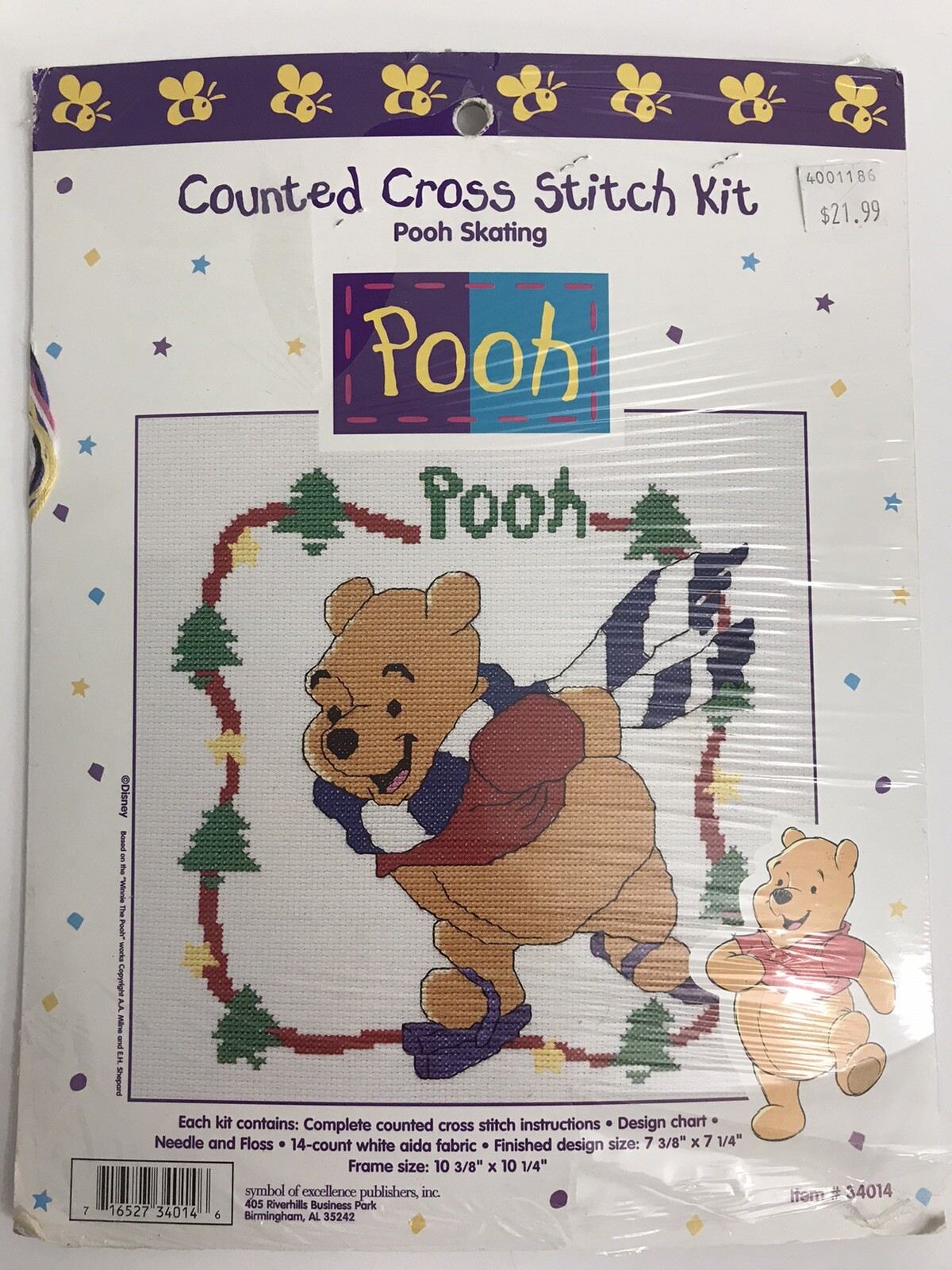 Disney Winnie The Pooh Skating Cross Stitch Kit #34014 Brand New