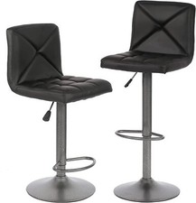Bar Stools Set of 2 Counter Height Swivel Stool PU Leather Modern Height Stools