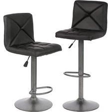 Bar Stools Set of 2 Counter Height Swivel Stool PU Leather Modern Height Stools