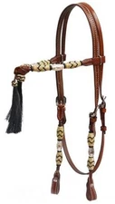 Western Saddle Horse Futurity Knot Bridle Headstall w/ Reins + Horsehair Tassels