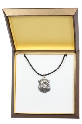 Brussels Griffon 2 - Silver-plated Necklace with a Dog in a Box ArtDog DE