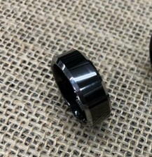 8mm Men's or Ladies Tungsten Carbide Black with Silver Edge Wedding Band Ring