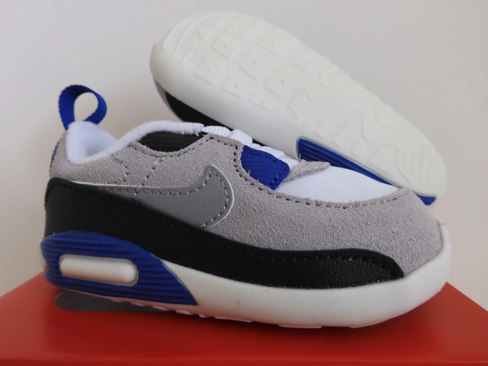 PONY Nike Air Max 90 Culla (Cb) Bianco Grigio Particelle Blu Taglia 4c [CI0424 103]